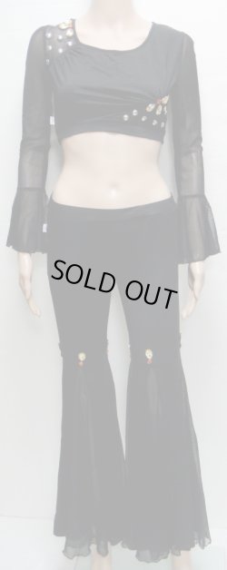 画像1: チョリ＆パンツセット☆キラキラシフォンスリーブ☆ブラック