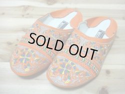 画像1: モロッコのバブーシュ☆エナメルオレンジブロダリー☆