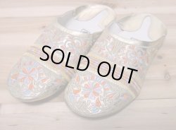 画像1: モロッコのバブーシュ☆エナメルゴールドブロダリー☆