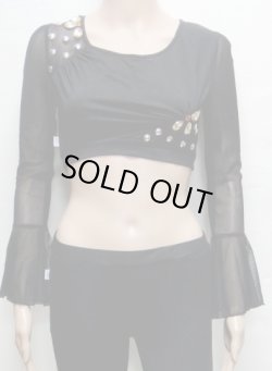 画像1: ストレッチチョリ☆キラキラシフォンスリーブ☆ブラック