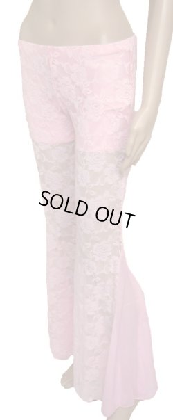 画像2: ストレッチパンツ☆レースシフォンスリット☆ベビーピンク