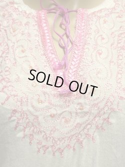 画像2: モロッコのバルーンチュニック☆ホワイト✕ピンク☆