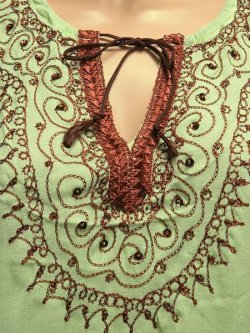 画像2: モロッコのバルーンチュニック☆ミントグリーン✕ブラウン☆