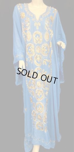 画像1: エジプト製トラディショナルハリジドレス☆turquoise ☆