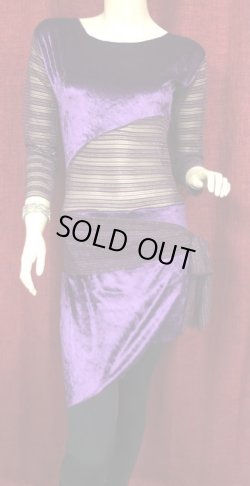 画像1: 	Amira Jamila オリジナル☆ ベロアドレス＆ヒップスカーフセット☆パープル☆