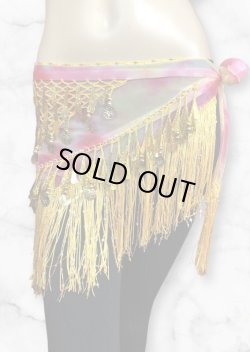 画像1: タイダイフリンジドロップコインヒップスカーフ☆イエロー☆