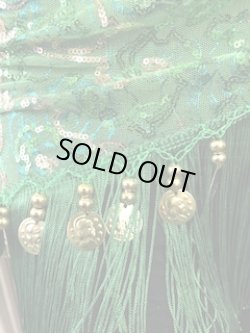 画像3: メッシュスパンコールブロダリーフリンジスカーフ☆グリーン☆