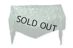 画像2: メッシュスパンコールブロダリーフリンジスカーフ☆グリーン☆