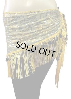 画像1: メッシュスパンコールブロダリーフリンジスカーフ☆ イエロー ☆