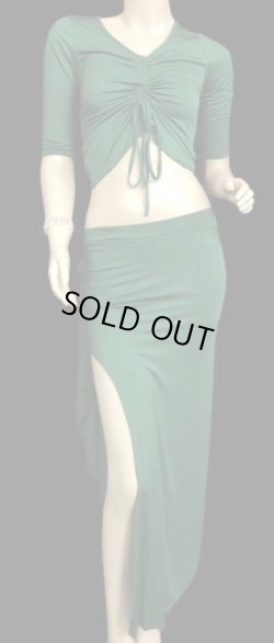 画像1: シンプルストレッチチョリ＆スカートセット☆グリーン☆