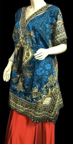 画像2: プリントハーフカバードレス☆ ターコイズアラベスク☆