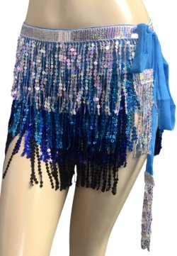 画像3: シャラシャラスパンコールヒップスカーフ☆silver/turquoise /blue/black☆