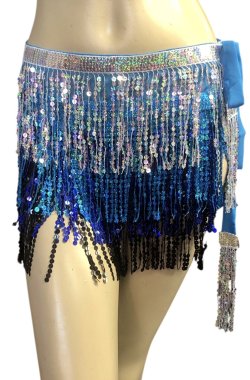 画像1: シャラシャラスパンコールヒップスカーフ☆silver/turquoise /blue/black☆