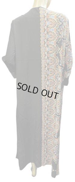 画像3: プリントポリエステルガラベーヤ☆black☆前開きタイプ☆フロントオープン