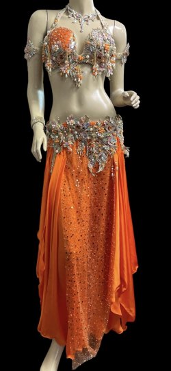 画像1: エジプトAmrオリエンタルコスチューム☆Elegant orange  coral ☆