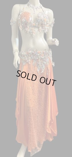 画像2: エジプトAmrオリエンタルコスチューム☆Elegant orange  coral ☆
