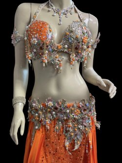 画像2: エジプトAmrオリエンタルコスチューム☆Elegant orange  coral ☆