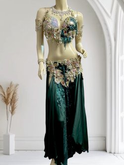画像1: エジプトAmrオリエンタルコスチューム☆Chic deep green ☆