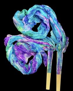 画像1: シルクファンベール（２本セット）/タイダイ☆Purple & turquoise & green ☆