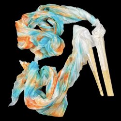 画像1: シルクファンベール（２本セット）/タイダイ☆Orange& turquoise & green ☆