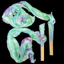 画像1: シルクファンベール（２本セット）/タイダイ☆green&purple& turquoise ☆