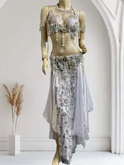 画像1: エジプトAmrオリエンタルコスチューム☆lacy Cristal white ☆