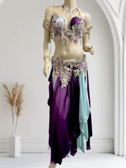 画像1: エジプトAmrオリエンタルコスチューム☆Mintgreen purple celebration ☆