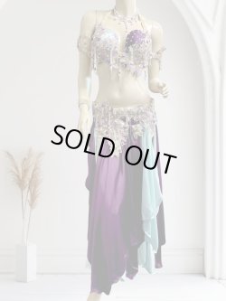 画像1: エジプトAmrオリエンタルコスチューム☆Mintgreen purple celebration ☆