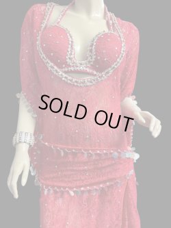 画像3: エジプト製ロマンティックレースサイーディ/ バラディドレス☆Red ☆