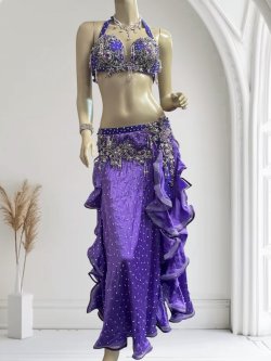 画像1: エジプトオリエンタルコスチューム☆Dark lavender satin brilliant ☆