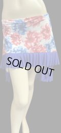 Amira Jamila オリジナル☆ストレッチフリルヒップスカーフ*white blue flower lattice *