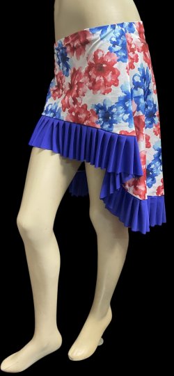 画像2: Amira Jamila オリジナル☆ストレッチフリルヒップスカーフ*white blue flower lattice *