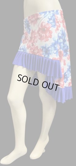 画像2: Amira Jamila オリジナル☆ストレッチフリルヒップスカーフ*white blue flower lattice *