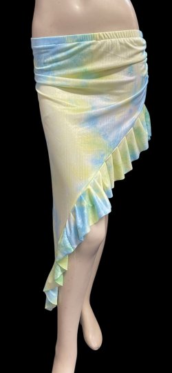 画像1: Amira Jamila オリジナル☆ストレッチフリルヒップスカーフ*frozen yellow green *