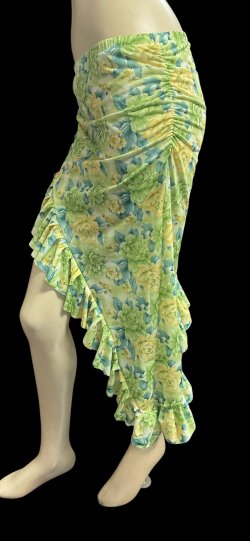 画像3: Amira Jamila オリジナル☆ストレッチフリルヒップスカーフ*yellow green flower *