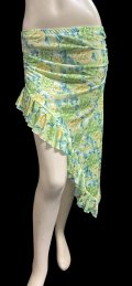 Amira Jamila オリジナル☆ストレッチフリルヒップスカーフ*yellow green flower *