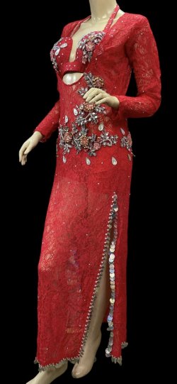 画像4: エジプト製ロマンティックレースサイーディ/ バラディドレス☆red ☆