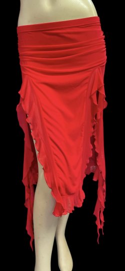 画像1: ストレッチフリルスリットスカート☆Red☆
