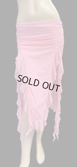 画像1: ストレッチフリルスリットスカート☆pink ☆
