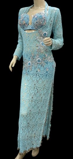 画像3: エジプト製ロマンティックレースサイーディ/ バラディドレス☆sky blue ☆