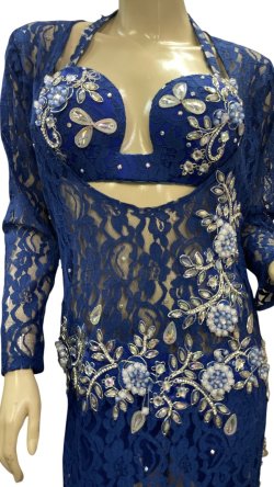 画像2: エジプト製ロマンティックレースサイーディ/ バラディドレス☆royal blue ☆