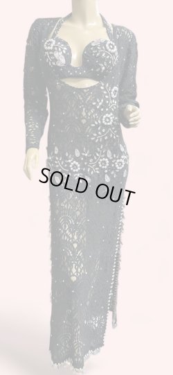 画像1: エジプト製ロマンティックレースサイーディ/ バラディドレス☆black ☆