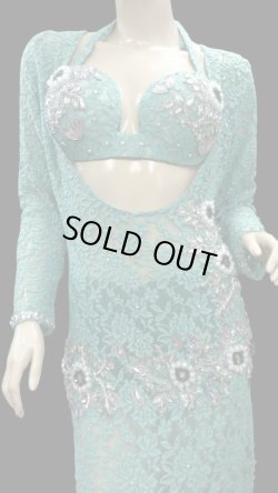 画像4: エジプト製ロマンティックレースサイーディ/ バラディドレス☆emerald green ☆