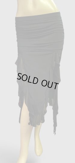 画像1: ストレッチフリルスリットスカート☆Black ☆