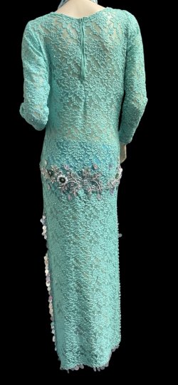 画像2: エジプト製ロマンティックレースサイーディ/ バラディドレス☆emerald green ☆