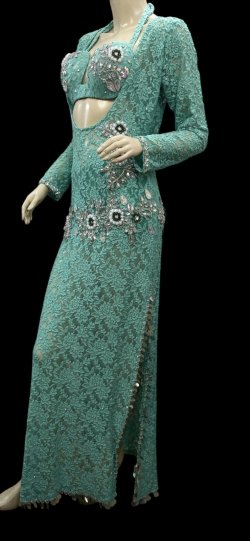 画像3: エジプト製ロマンティックレースサイーディ/ バラディドレス☆emerald green ☆