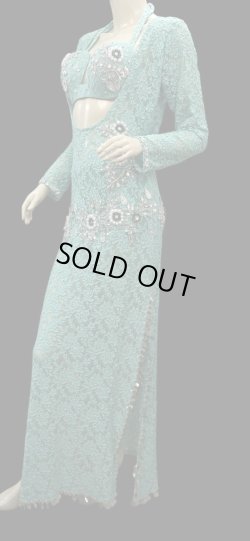 画像3: エジプト製ロマンティックレースサイーディ/ バラディドレス☆emerald green ☆