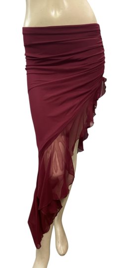 画像1: ストレッチフリルスリットスカート☆red wine ☆