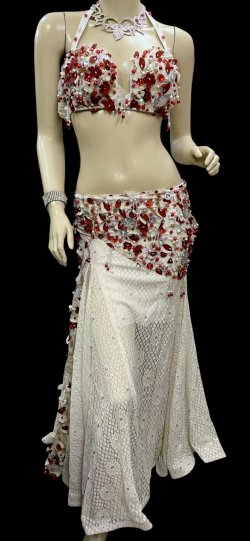 画像1: エジプトオリエンタルコスチューム ☆elegant white red flower ☆