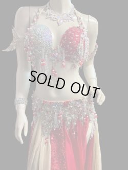 画像2: エジプトAmrオリエンタルコスチューム☆Romantic champagne red coral ☆